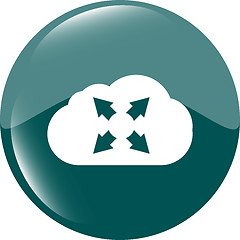 Image showing abstract cloud set icon. Upload button. Load symbol. Round button