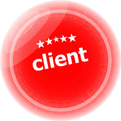 Image showing client on red rubber stamp over a white background