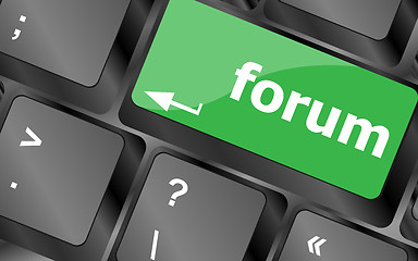 Image showing Computer keyboard with forum key - business concept