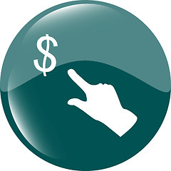 Image showing us dollar and people hand on web icon isolated on white background