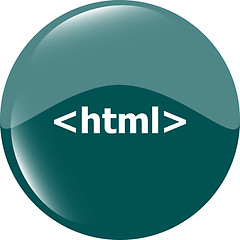 Image showing html 5 sign icon. Programming language symbol. Circles buttons
