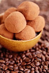 Image showing pralines with coffee