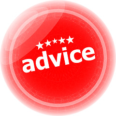 Image showing advice word red stickers, icon button, business concept