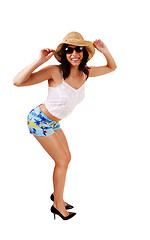 Image showing Slim woman in shorts.