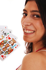 Image showing Woman playing cards.