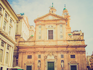 Image showing Retro look Chiesa del Gesu in Genoa