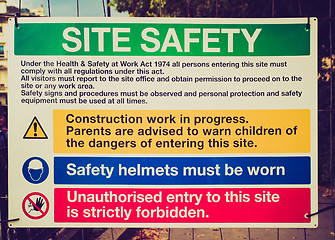 Image showing Retro look Site safety sign