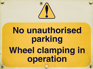 Image showing Retro look Parking sign