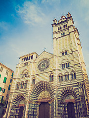 Image showing Retro look St Lawrence cathedral in Genoa