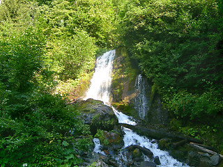 Image showing Beautiful falls on the mountain river in Abkhazia.