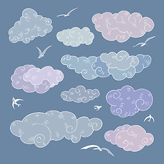 Image showing Vintage clouds set.