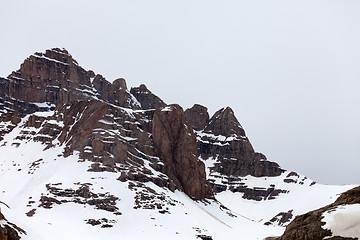 Image showing Snow rocks at cloudy day