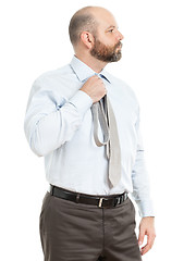 Image showing business man selects tie