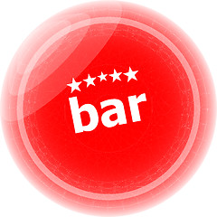 Image showing bar word on stickers red button, business label