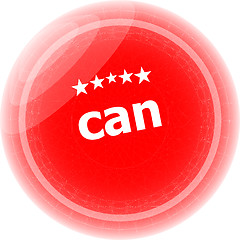 Image showing can word stickers red button, web icon button