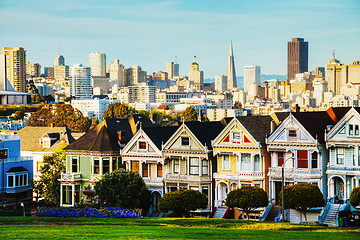 Image showing San Francisco cityscape as seen from Alamo square park