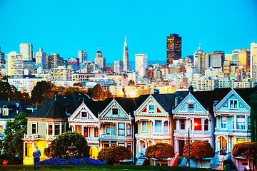 Image showing San Francisco cityscape as seen from Alamo square park
