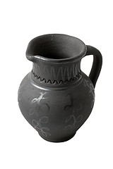 Image showing very old black clay pot