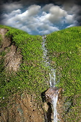 Image showing waterfall over green moss