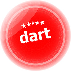 Image showing dart word red web button, label, icon