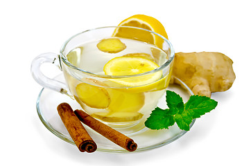 Image showing Tea ginger with lemon and cinnamon