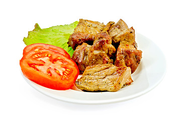 Image showing Meat fried with tomatoes