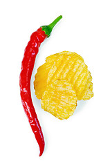 Image showing Chips grooved with hot pepper