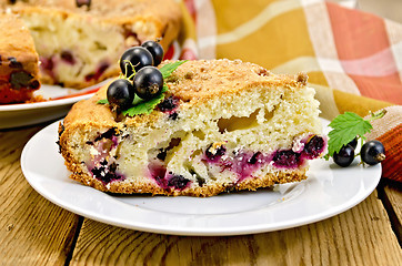 Image showing Pie with black currant on board with napkin