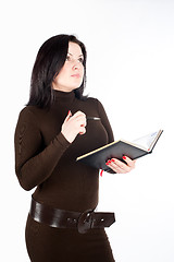 Image showing Attractive business lady with diary log