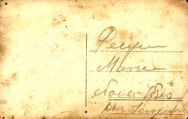 Image showing Vintage postcard with handwritten message