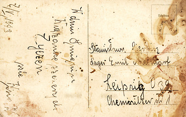 Image showing Vintage postcard with handwritten message