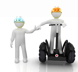 Image showing 3d people in riding on a personal and ecological transport in he