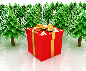 Image showing Christmas trees and gift