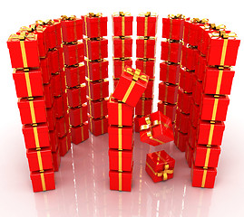 Image showing Bright christmas gifts on a white background 