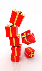 Image showing Bright christmas gifts on a white background 