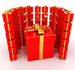 Image showing Bright christmas gifts on a white background 