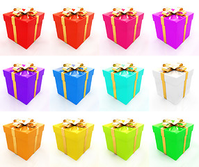 Image showing Bright christmas gifts on a white background 