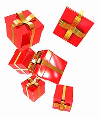 Image showing Bright christmas gifts on a white background 