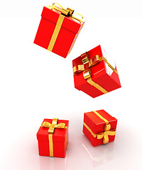 Image showing Bright christmas gifts on a white background 