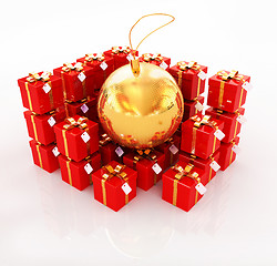 Image showing Bright christmas gifts and toy