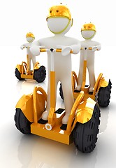 Image showing 3d white persons riding on a personal and ecological transports