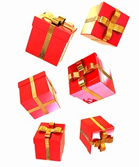 Image showing Bright christmas gifts on a white background 