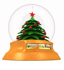 Image showing Christmas Snow globe with the falling snow and christmas tree