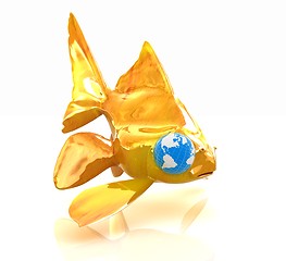 Image showing Conceptual image: goldfish with the earth instead of eyes