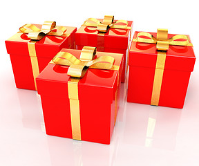 Image showing Bright christmas gifts on a white background 