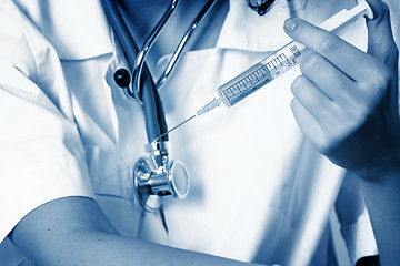 Image showing Portrait of a young doctor with stethoscope.