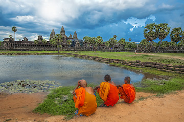 Image showing Sunset over Angkor Wat