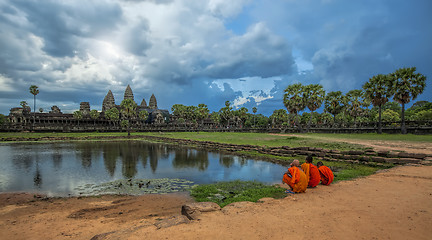 Image showing Sunset over Angkor Wat