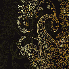 Image showing Paisley background. Hand Drawn ornament.