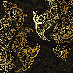 Image showing Paisley background. Hand Drawn ornament.